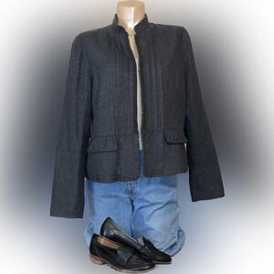 Apt 9 women’s XL 16 18 jacket coat wool blend peplum gray solid essential basic